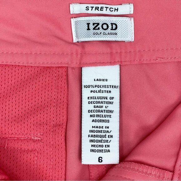 Izod Golf Nylon Bermuda Shorts Coral Pink 6 - Picture 8 of 10